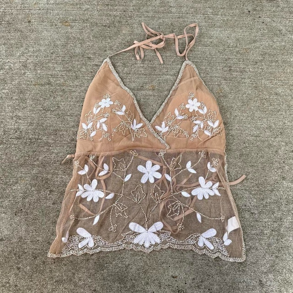 Y2K fairy bead backless tank top